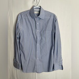 Samuelsohn Men’s Size 15/34 Long Sleeve Button Down Shirt Blue Striped 5792